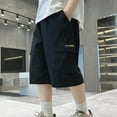 thumbnail image 1 of Babcutegg Boys Shorts, Cargo Pants Pockets Mid Waist Shorts for Child Black 9 T, 1 of 5