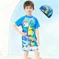 thumbnail image 1 of Babcutegg Boys'Split Swim Set – Short-Sleeve UV Protection Rash Guard Top and Matching Swim Shorts for Swimming, Surfing, and Water Activities Gray Size 5/6, 1 of 7