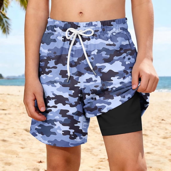 Babcutegg Boys Summer Casual Beach Shorts – Fashionable Sporty Short Pants with Dual Pockets, Camo Print, Breathable Fabric, and Comfort Fit Blue Size 11 Years