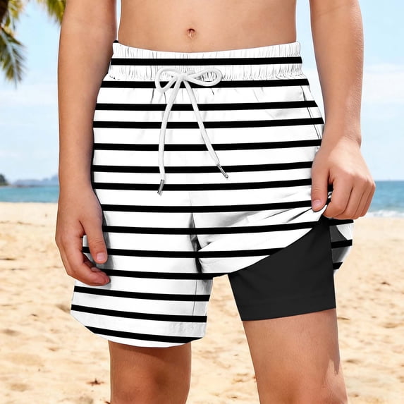 Babcutegg Boys Summer Casual Beach Shorts – Lightweight Sporty Printed Short Pants with Dual Layered Pockets and Breathable Fabric White Size 5 Years