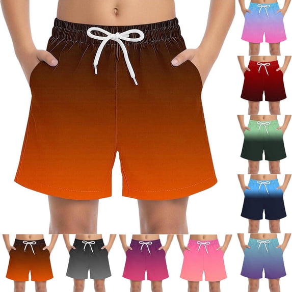 Babcutegg Boys Summer Solid Color Beach Shorts – Lightweight Leisure Sports Swim Trunks with Functional Pocket, Quick-Dry Vacation & Surfing Short Pants Green Size 14-15
