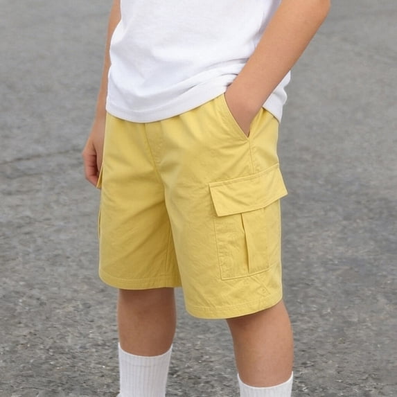 Babcutegg Boys Waterproof Cargo Shorts – Lightweight Outdoor Summer Pants with Multiple Pockets, Quick-Dry Fabric, and Breathable Comfort Fit Yellow Size 4 Years