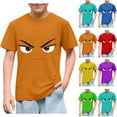 thumbnail image 1 of Babcutegg Boys and Girls Solid Color Short Sleeve T-Shirt – Cute Expression Print Casual Cotton Top for Kids, Soft Comfortable Fit Blue Size 9, 1 of 7