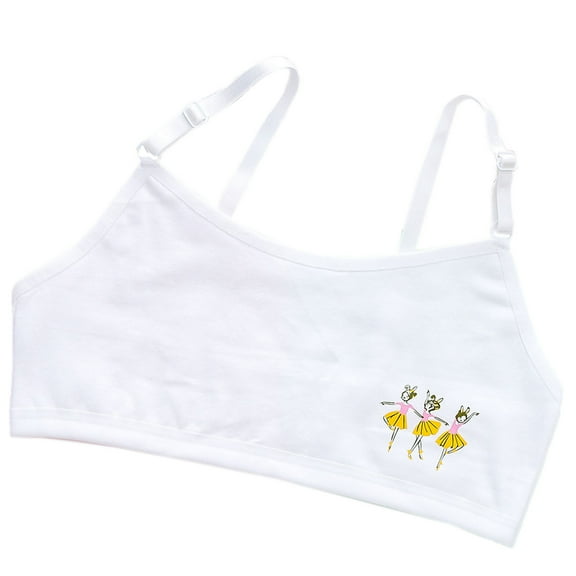 Babcutegg Bras for Kid Girls Athletic Casual Wireless Molded Padded Comfortable Adjustable Straps Girls Underwear White Size L