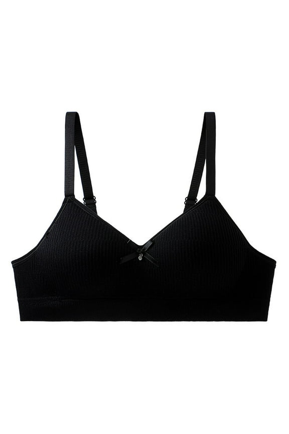 Bras for Kid Girls Molded Padded Juniors Training Bra Comfortable Adjustable Straps Seamless Girls Underwear Black Size 17