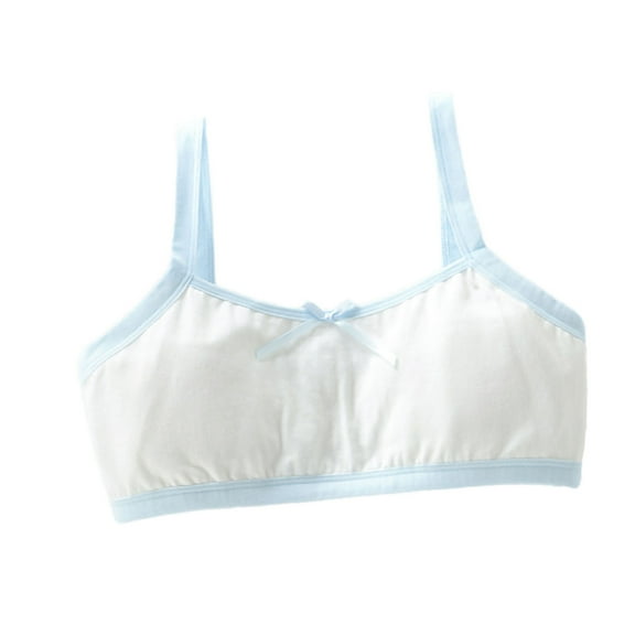 Babcutegg Bras for Kid Girls Soft Cup Pull-on Design Molded Padded Adjustable Straps Comfortable Girls Underwear Blue Size Free Size