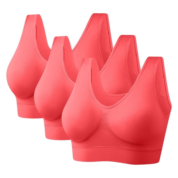Babcutegg Bras for Women Adjustable Straps Padded Seamless Lightweight Underwear for Women Watermelon Red Size 5XL