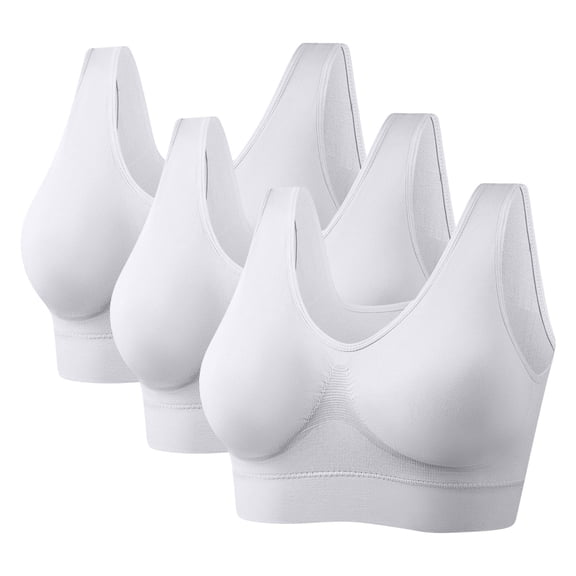 Babcutegg Bras for Women Adjustable Straps Padded Seamless Lightweight Underwear for Women White Size 3XL