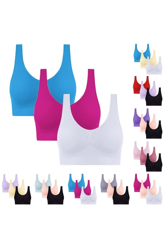 Bras for Women Nylon&Spandex Wireless Cross-Back 3PC Underwear for Women Purple 3XL