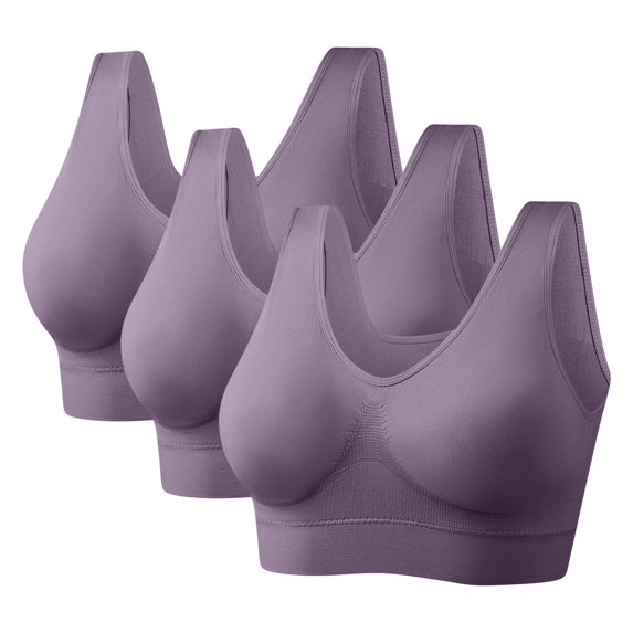 Babcutegg Bras for Women Padded Adjustable Straps Lightweight Seamless Underwear for Women Purple Size XL