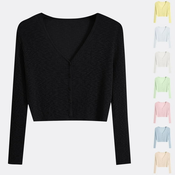 Babcutegg Cardigan Sweaters for Women with Button Long Sleeve V Neck Womens Outfit Beige