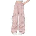 thumbnail image 1 of Babcutegg Cargo Pants for Kid Girls Full Length Side Pockets Regular Fit Girls Clothes Pink, 1 of 5