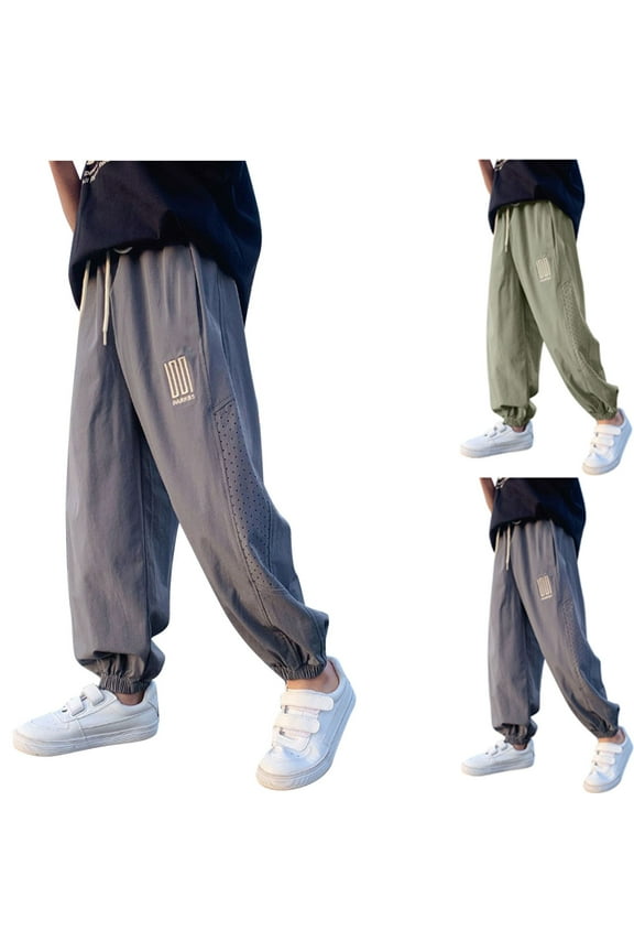 Child Boys Capris Soild Color Elastic Waist Nylon&Spandex Jogger Pants for Boys Dark Gray 13 T