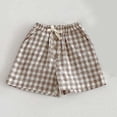 thumbnail image 1 of Babcutegg Children’s Casual Summer Plaid Shorts – Elastic Waist with Drawstring and Button Closure, Lightweight Cotton Blend Outdoor Wear Khaki Size 2 Years, 1 of 5
