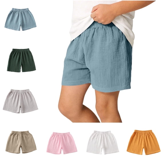 Babcutegg Children’s Solid Color Elastic Waist Short Pants Summer Casual Outdoor Comfortable Shorts for Boys and Girls Blue Size 3-4