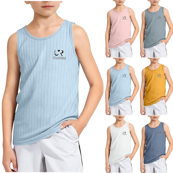 Babcutegg Classic Stripe Sleeveless Top for Kids – Lightweight Summer Base Layer T-Shirt with Round Neck, Breathable Cotton Blend, Versatile Casual Wear Pink Size 9-10