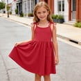 thumbnail image 1 of Babcutegg Cute Solid Color Sleeveless Casual Dress With Functional Pocket And Tiered Ruffle Skirt For Girls Red Size 7, 1 of 9