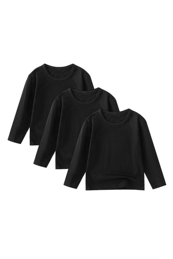 Girls Autumn Bouse Crew Neck Graphic Pattern Comfortable Undershirt for Girls Black