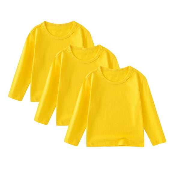 Babcutegg Girls Autumn Bouse Graphic Pattern Comfortable Crew Neck Undershirt for Girls Yellow