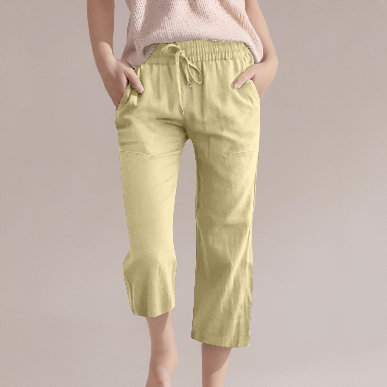 Girls Solid Light Blue Cotton Blend Slim Fit Capri