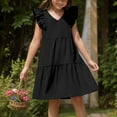thumbnail image 1 of Babcutegg Girls Dresses, Ruffle Sleeve V Neck Soild Color Kids Clothes Clearance Black 4 T, 1 of 9