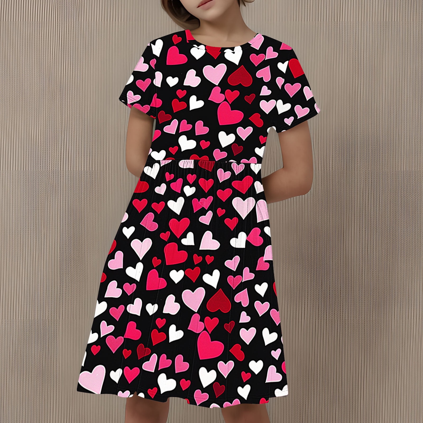 Babcutegg Girls' Dresses, Short Sleeve Floral Print Casual Outfit Girls ...