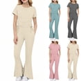 thumbnail image 1 of Babcutegg Girls’ Ice Silk Summer Casual Set – Sleeveless Solid Color Top with Flared Pants, Loose-Fit Matching Outfit Pink Size 5-6, 1 of 7