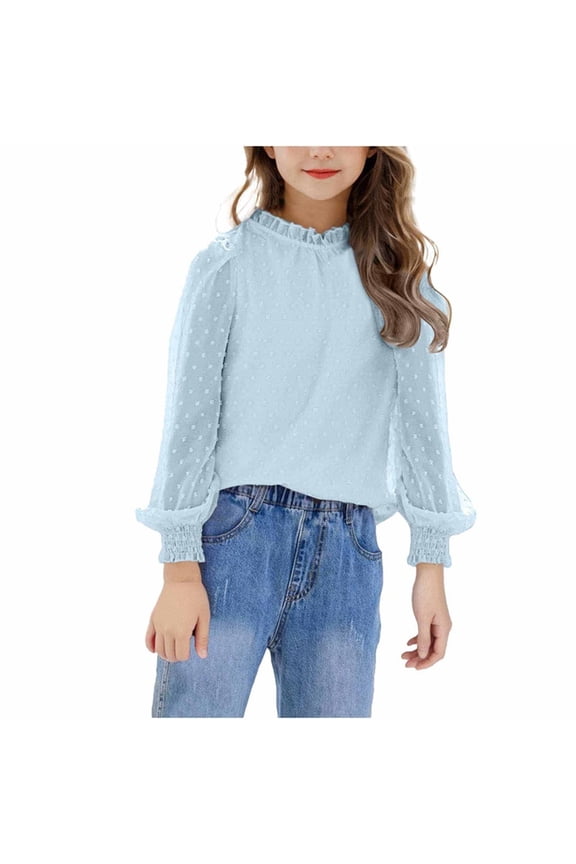 Girls Inner Blouse Long Sleeve Regular Fit Warm Girls Outwear Blue Size 12
