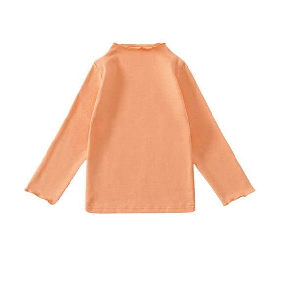 Babcutegg Girls Inner Blouse Long Sleeve Warm Soild Color Girls Fall and Winter Clothes Orange Size 6