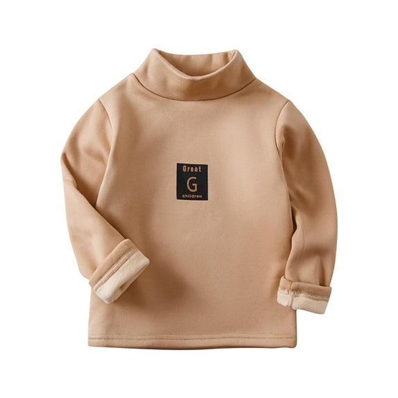 Babcutegg Girls Inner Blouse Soild Color Regular Fit Crew Neck Girls Outwear Coffee Size 4