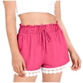 thumbnail image 1 of Babcutegg Girls Lace-Trimmed Drawstring Shorts – Lightweight Summer Casual Shorts with Elastic Waist, Cotton-Like Fabric, and Ruffled Hem Hot Pink Size 15-16 Years, 1 of 5