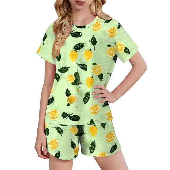 Babcutegg Girls Printed Short Sleeve Top and Matching Shorts Set – Casual Comfortable Loungewear Outfit with Playful Design and Breathable Fabric Multicolor Size 3