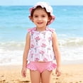 thumbnail image 1 of Babcutegg Girls Printed Split-Body Swimsuit Set with Matching Hat – Lightweight Summer Swimwear Ensemble for Warm Weather Activities Pink Size 2T, 1 of 8