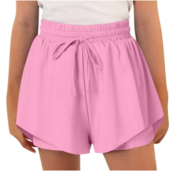 Babcutegg Girls Shorts Sport Shorts for 6-15 Years Soild Color No Pocket Pink Size 12 Years