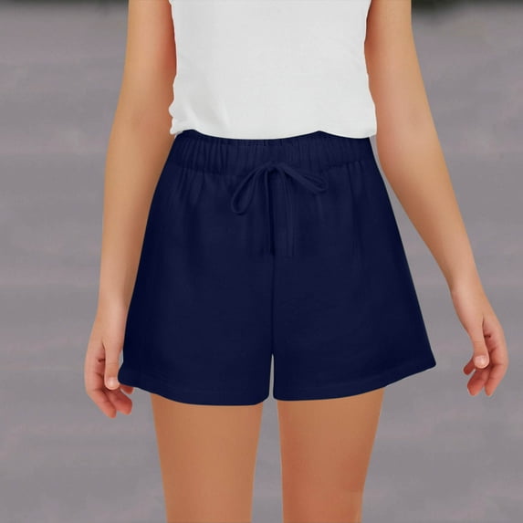 Babcutegg Girls Shorts, With Pockets Soild Color Shorts for Child Blue 9 T