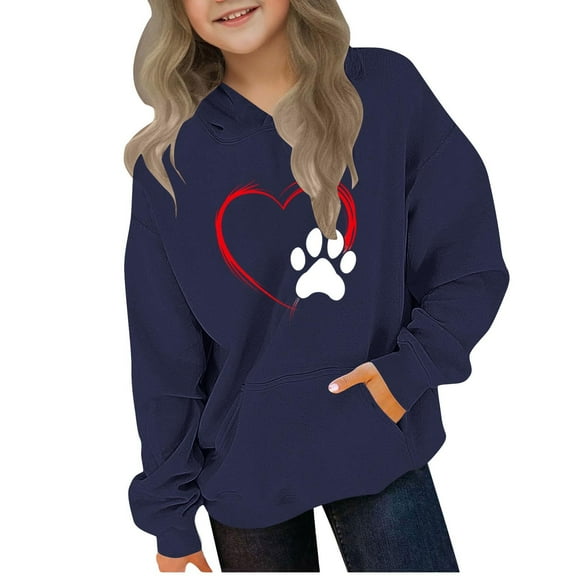 Babcutegg Girls Sweatshirts Casual Fashion Hoodies Pullover Outfit for Kids Navy Size 7