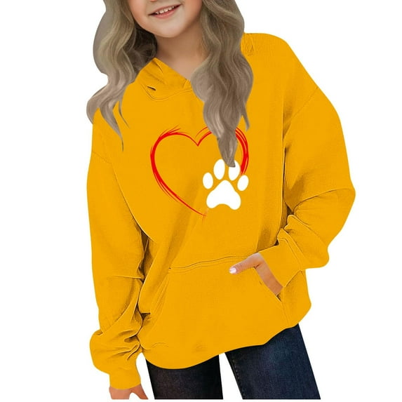 Babcutegg Girls Sweatshirts Pullover Hoodies Casual Fashion Outfit for Kids Yellow Size 4