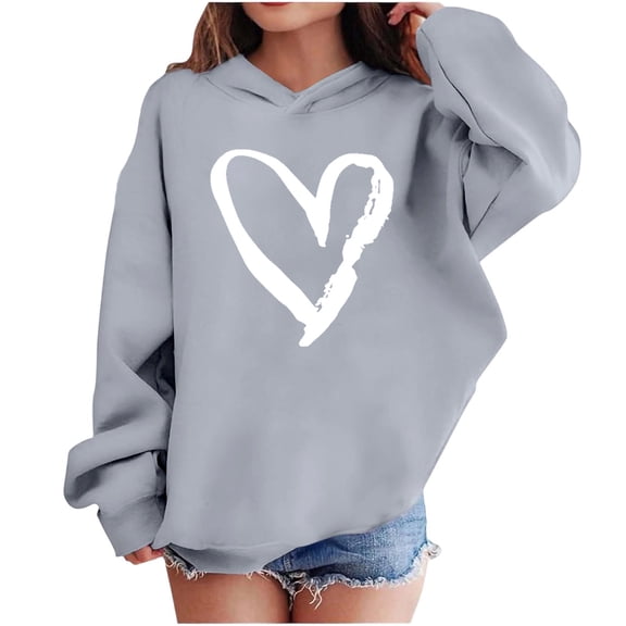 Babcutegg Girls Valentine's Day Sweatshirts Pullover Lightweight Comfortable Long Sleeve Hoodies Girls Clothes Gray Size 4