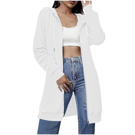 Babcutegg Jackets for Women Hooded Long Sleeve Side Pockets Womens Fall and Winter Coats White Size XL