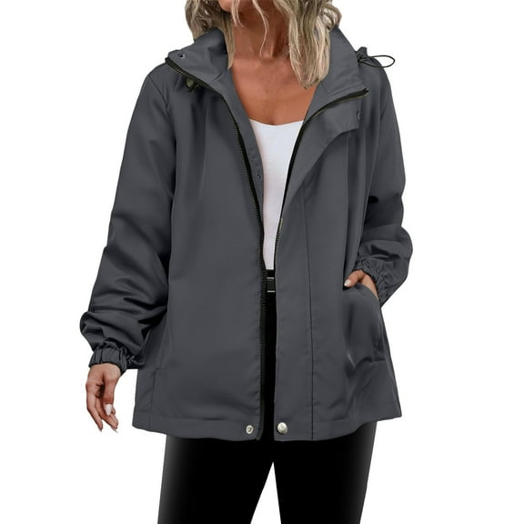 Babcutegg Jackets for Women Hooded Regular Fit Full Zipper Womens Fall and Winter Coats Dark Gray Size 2XL