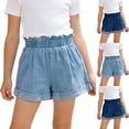 thumbnail image 1 of Babcutegg Jeans Shorts for Girls Regular Fitting Lightweight Straight Leg Comfortable and Breathable Kids Summer Clothes Dark Blue Size 7-8, 1 of 8
