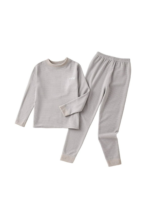 Kid Boys 2PC Pajamas Set Soild Color Fleece Linked Warm Fall and Winter Homewear for Boys Gray Size 17