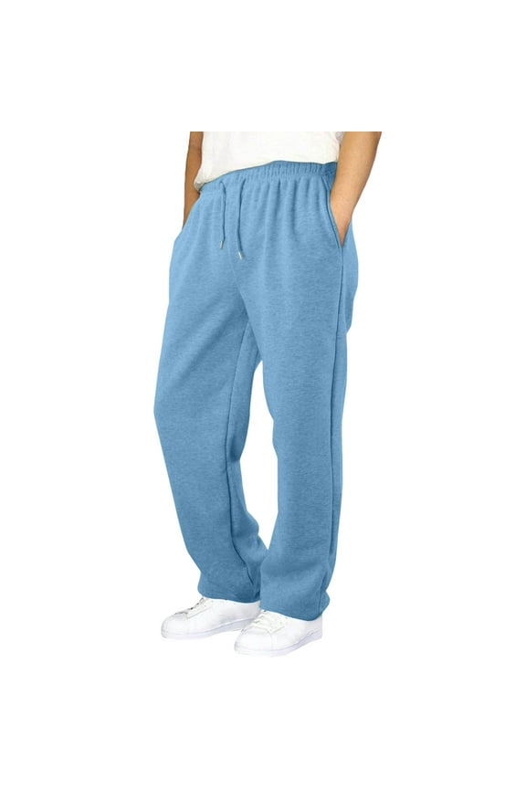 Kid Boys Athletic Sweatpants, Lightweight Side Pockets Elastic Waist Full Length High Waist Drawstring Outwear for Boys Blue Size 10