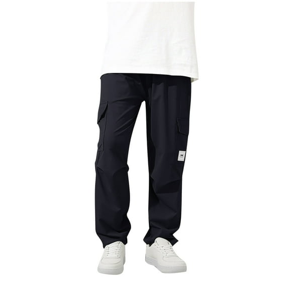 Babcutegg Kid Boys Pants Wide Leg Elastic Waist Back to School Wear School Uniform for Kids Black Size 6-7