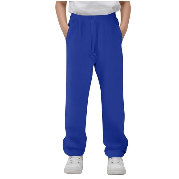 Babcutegg Kid Boys Sweatpants Elastic Waist Side Pockets Straight Leg Boys Outfit Blue Size 9