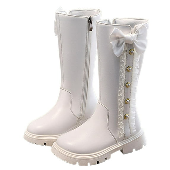 Babcutegg Kid Girls Boots Ankle Boots Snow Boots Non Slip Fall and Winter Shoes for Girls White US 1