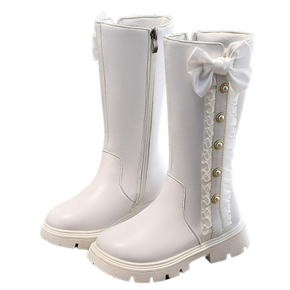 Babcutegg Kid Girls Boots Non Slip Snow Boots Ankle Boots Fall and Winter Shoes for Girls White US 2