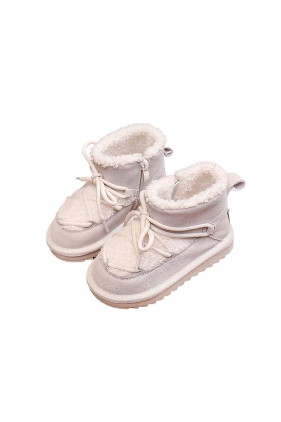 Kid Girls Boots Wedge Boots Snow Boots Round Head Keep Warm Knee High Fall and Winter Shoes for Girls White Size 4