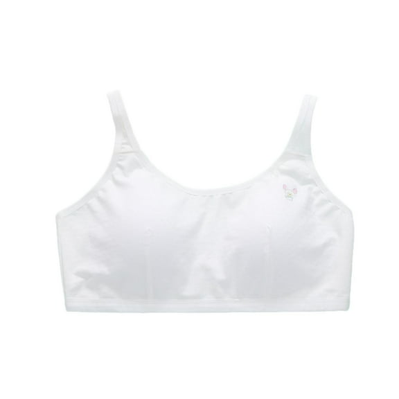 Babcutegg Kid Girls Bra Athletic Casual Soft Cup Pull-on Design Wireless Juniors Training Bra Underwear for Girls White Size Free Size