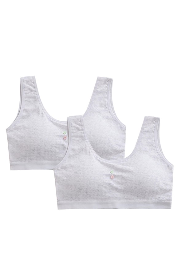 Kid Girls Bra Comfortable Soft Cup Pull-on Design Athletic Casual Juniors Training Bra Underwear for Girls Gray Size 12